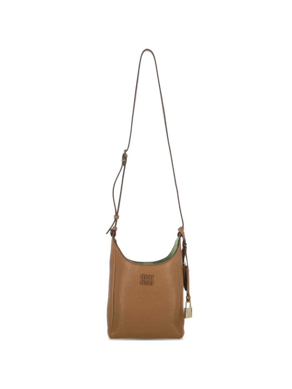 Miu Miu Borsa a spalla in pelle con logo - Marrone