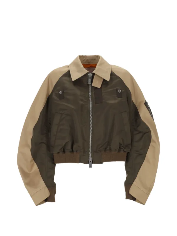 Sacai Colour-block Bomber Jacket in Green
