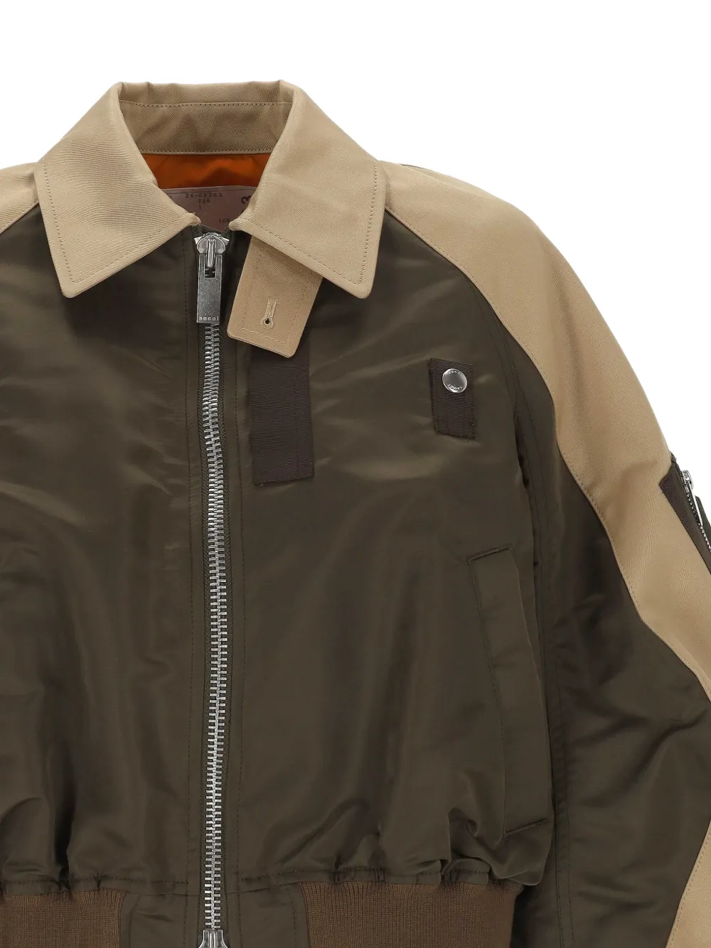  Sacai Colour-block Bomber Jacket - Green 