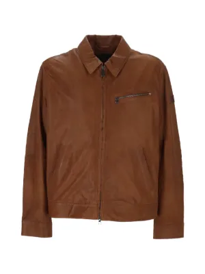 Peuterey Zip Leather Jacket | Green | FARFETCH AO
