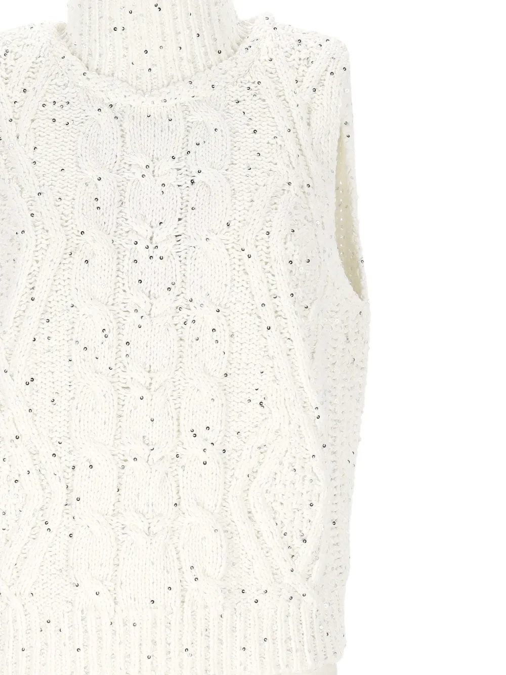  Lorena Antoniazzi Cable Knit Sequin Jacket - White 