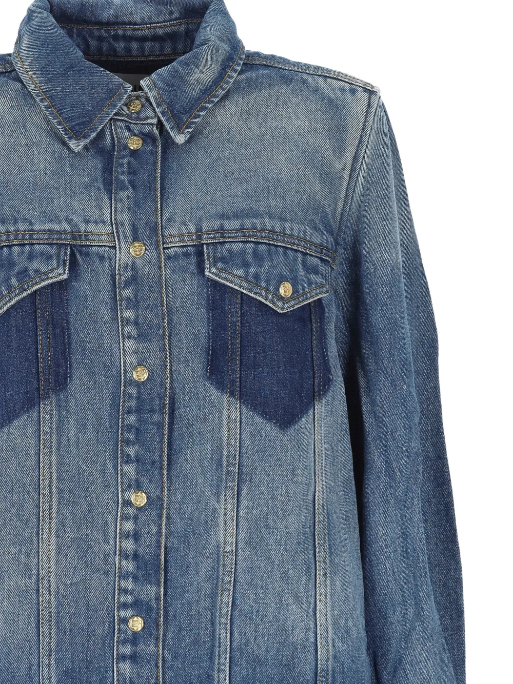  Ganni Tinted Wash Pocket Shirt - Blue 