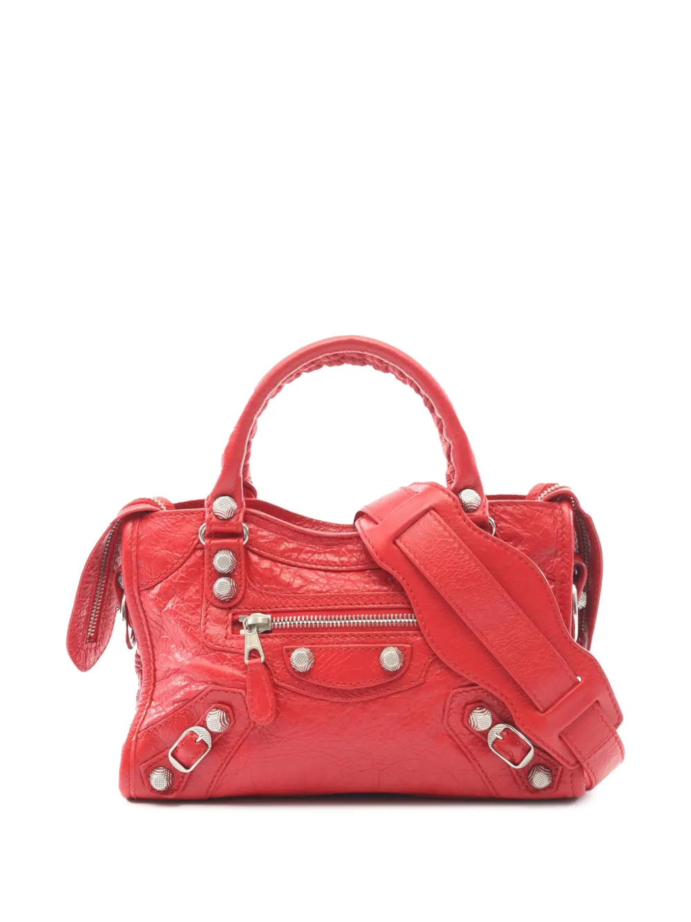 Balenciaga Pre-Owned Borsa a tracolla Motocross City Giant 21 mini in pelle di agnello 2010-2026 - Rosso