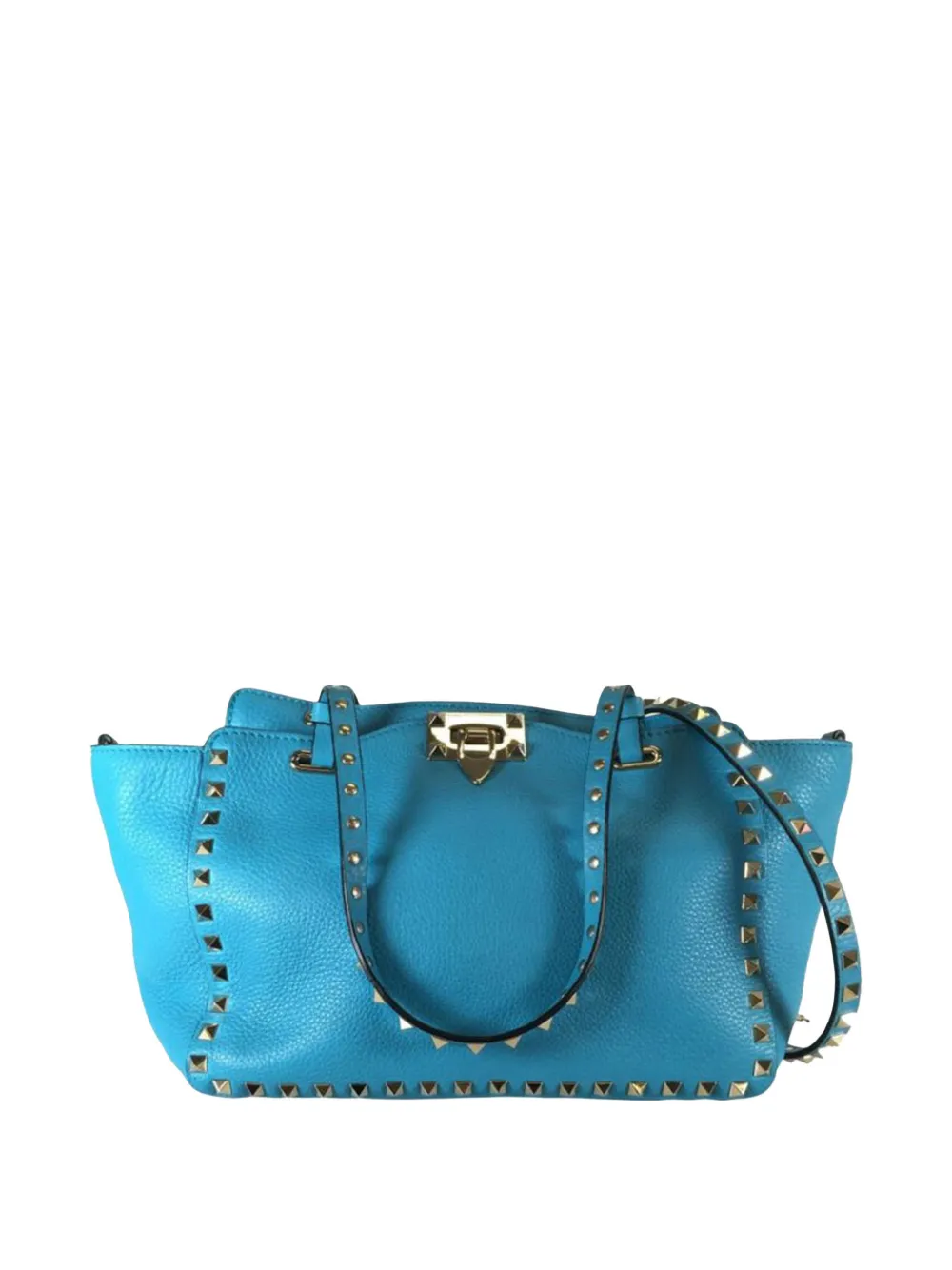 Valentino Garavani Pre-Owned 2010-2025 Small Grained Calfskin Rockstud Trapeze satchel - Blu