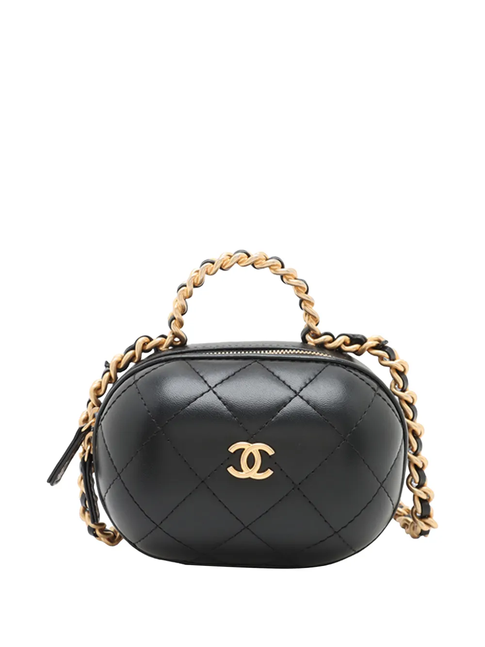 CHANEL Pre-Owned 2021 Quilted Lambskin CC Bubble Vanity Case With Chain satchel - Nero