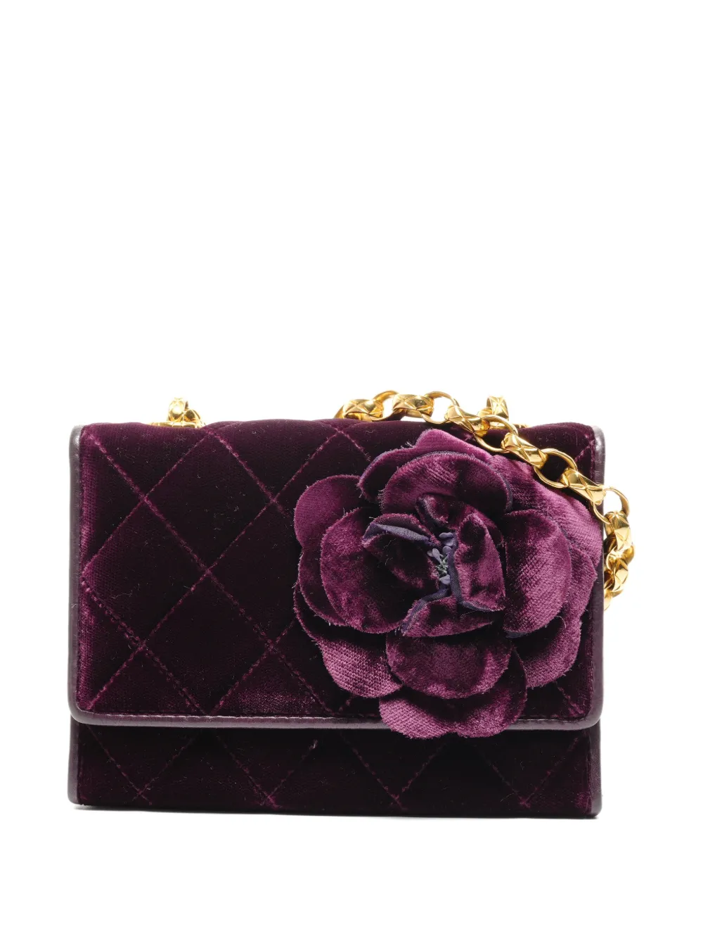 CHANEL Pre-Owned 1990s mini Camellia velvet shoulder bag - Viola