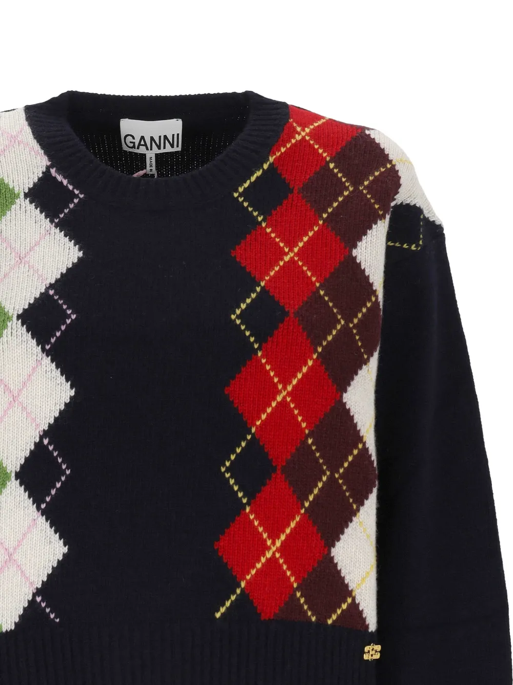 GANNI Gebreide trui met argyle patroon Blauw