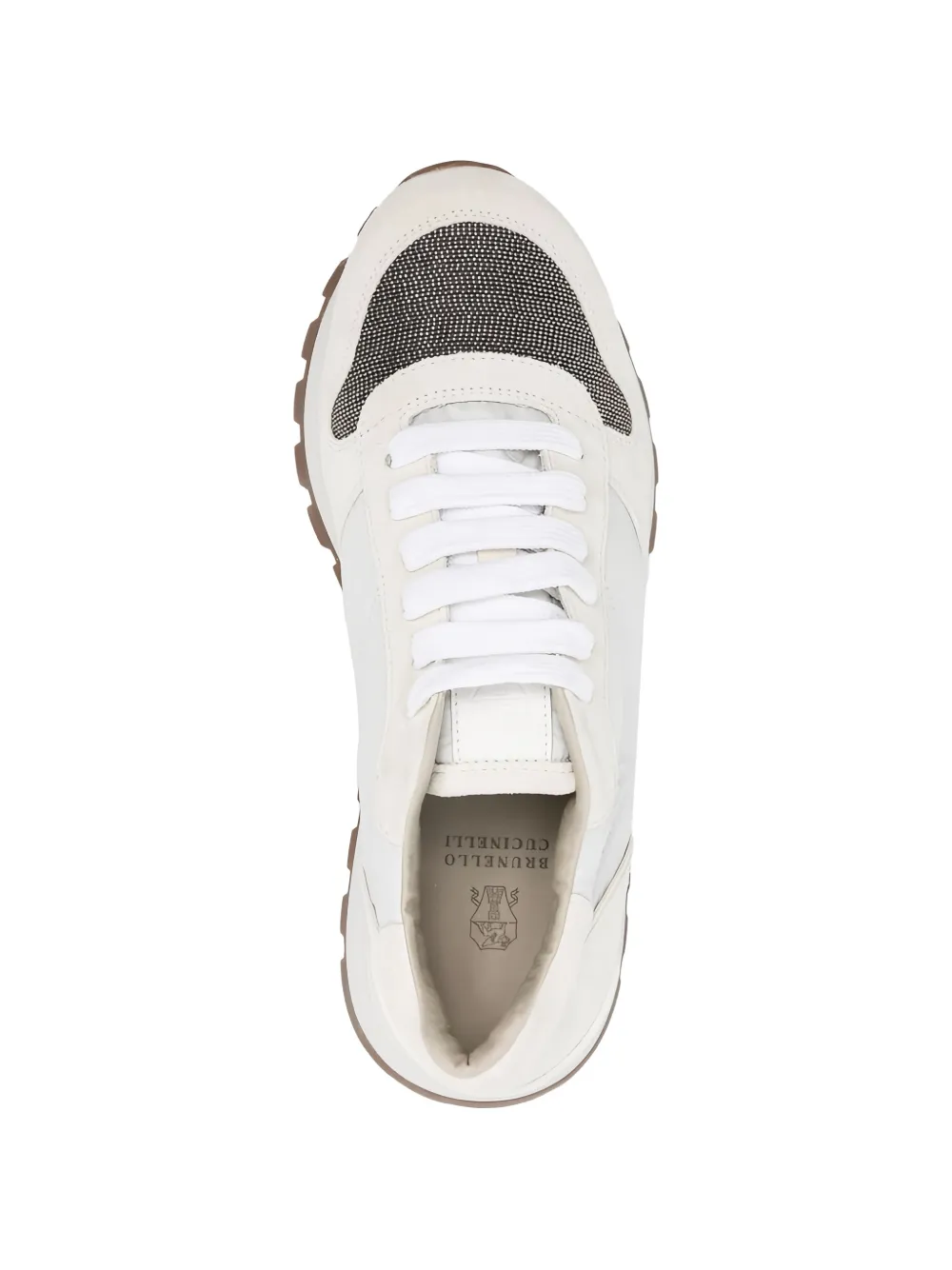 Brunello Cucinelli Low-top sneakers met suède vlakken Beige