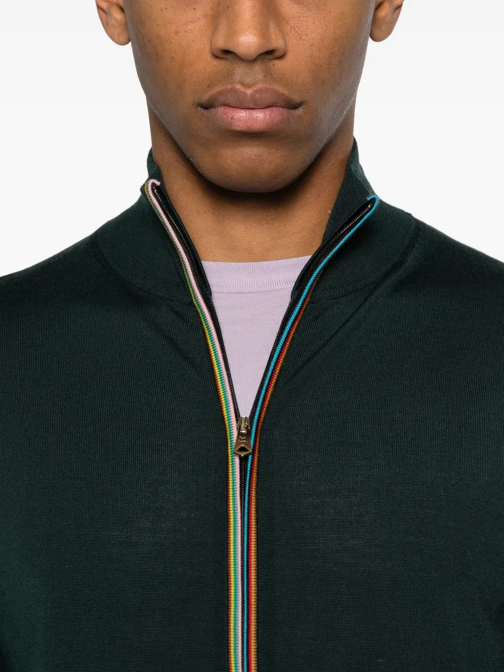 Paul Smith Vest met kenmerkende streep en rits Groen