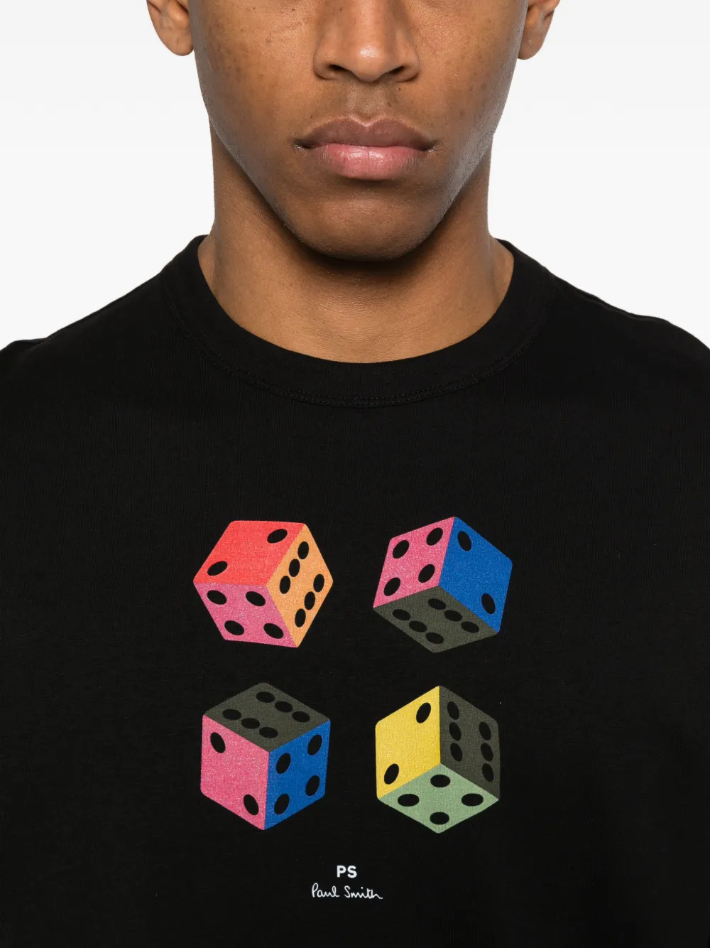 PS Paul Smith T-shirt met dobbelsteenprint Zwart