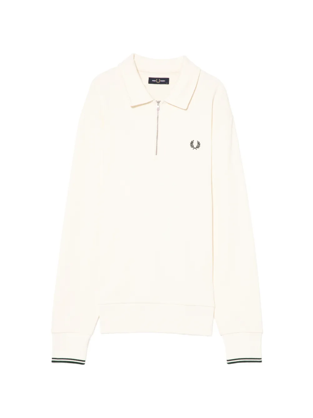 Fred Perry Sweater met geborduurd logo en rits Beige