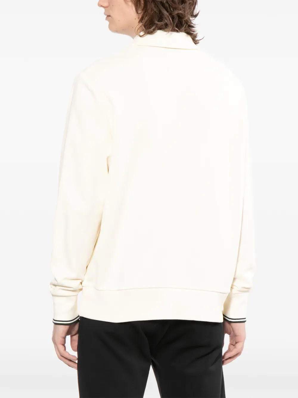 Fred Perry Sweater met geborduurd logo en rits Beige