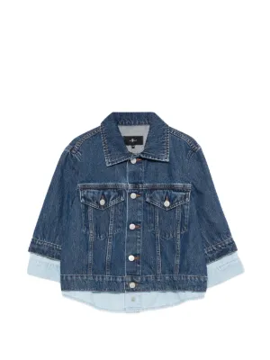Ader Error check-pattern Denim Jacket | Blue | FARFETCH