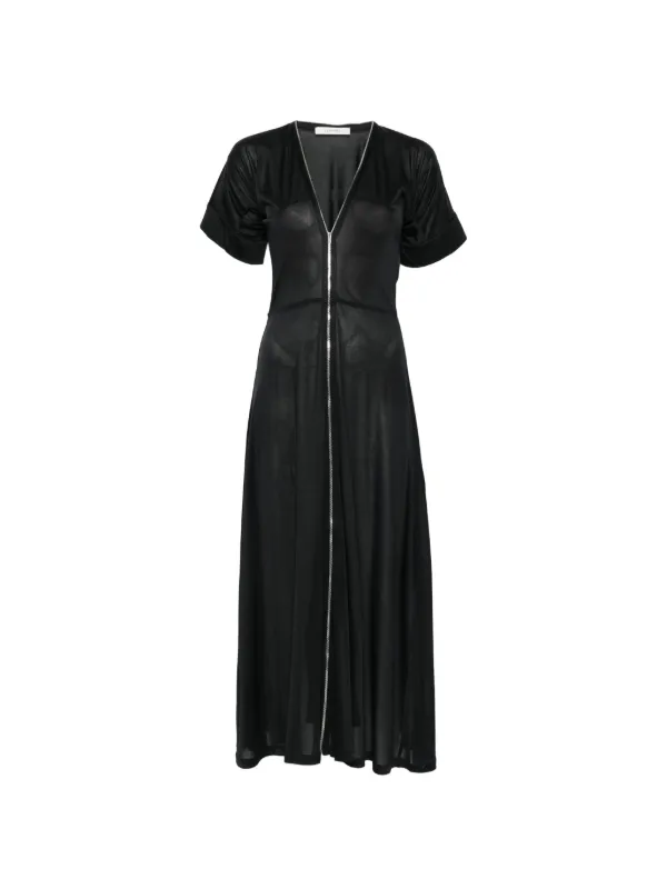 Lemaire V-neck Zipped Midi Dress in Black