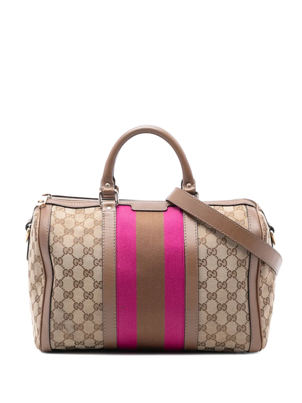 Gucci Pre-Owned Borsa a tracolla Joy Boston media in tela GG con decorazione Web 2016-2025 - Marrone