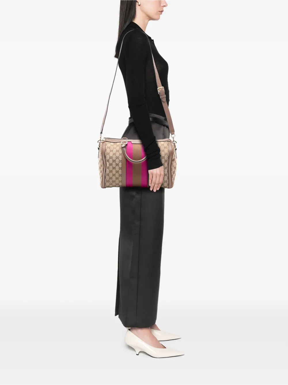 2016-2025 Medium Gg Canvas Web Joy Boston Bag Satchel