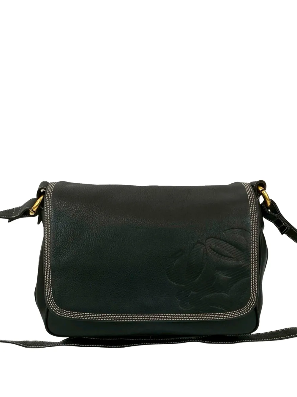 Loewe Pre-Owned 2010-2025 Leather Anagram Flap crossbody bag - Nero
