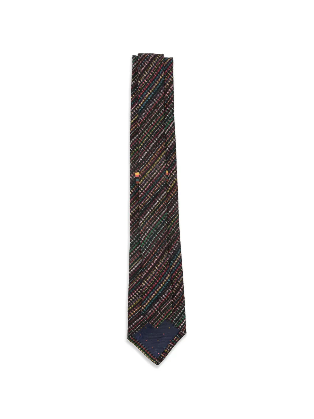 Paul Smith 'Signature Stripe' stropdas van zijdeblend met pied-de-poule print Zwart