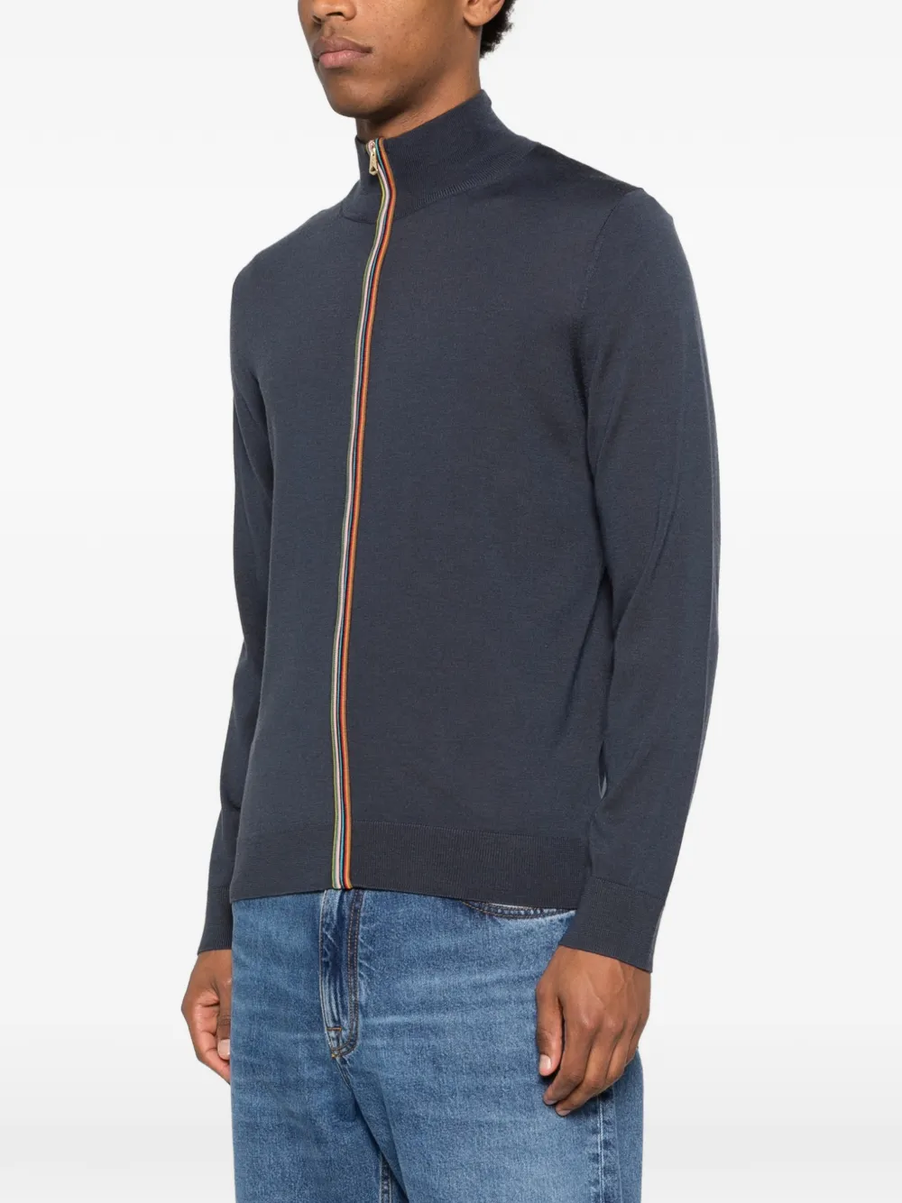  Paul Smith Cardigan Zippé Signature Stripe - Bleu 