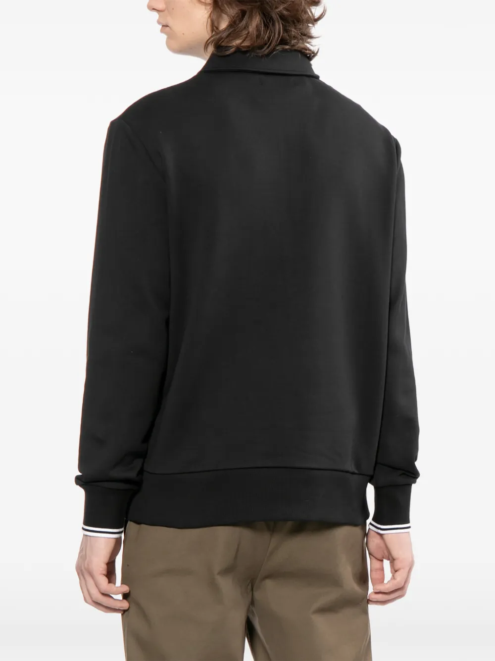 Fred Perry Sweater met geborduurd logo en rits Zwart