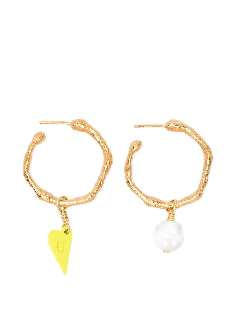 Forte Forte heart-charm hoop earrings - Oro