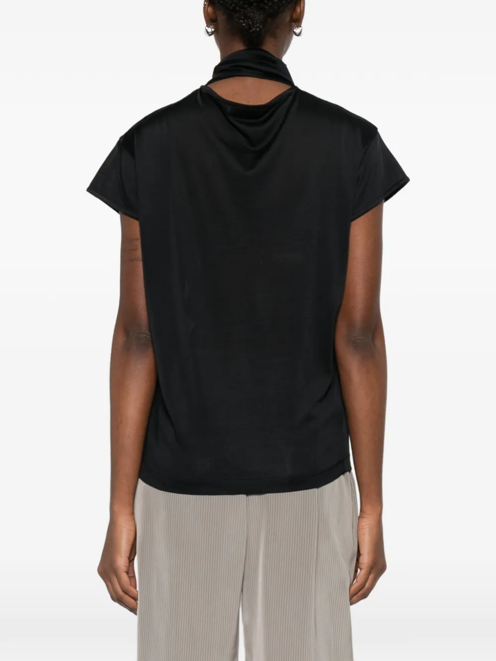 LEMAIRE T-shirt met gestrikte hals Zwart