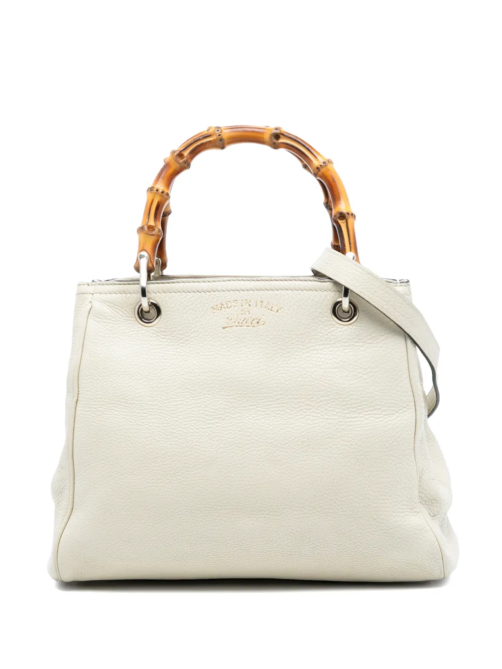 Gucci Pre-Owned Borsa shopper piccola in pelle di vitello e bambù 2016-2025 - Bianco