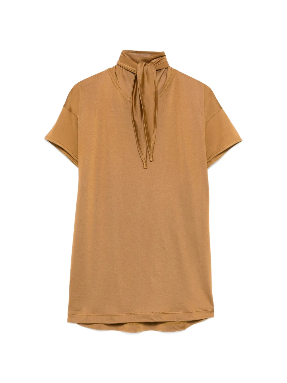 LEMAIRE tie-neck short-sleeve T-shirt - Marrone