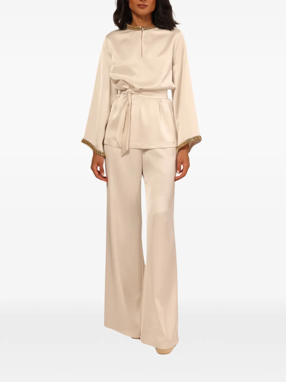  Baruni Samar Flared-sleeves Blouse And Trousers Set - Neutrals 