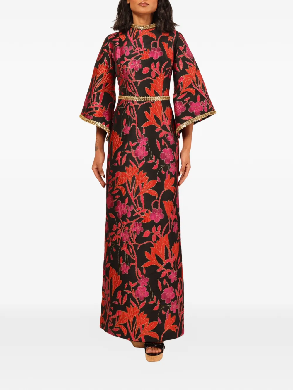 Baruni Mira maxi-jurk met bloemenprint Zwart