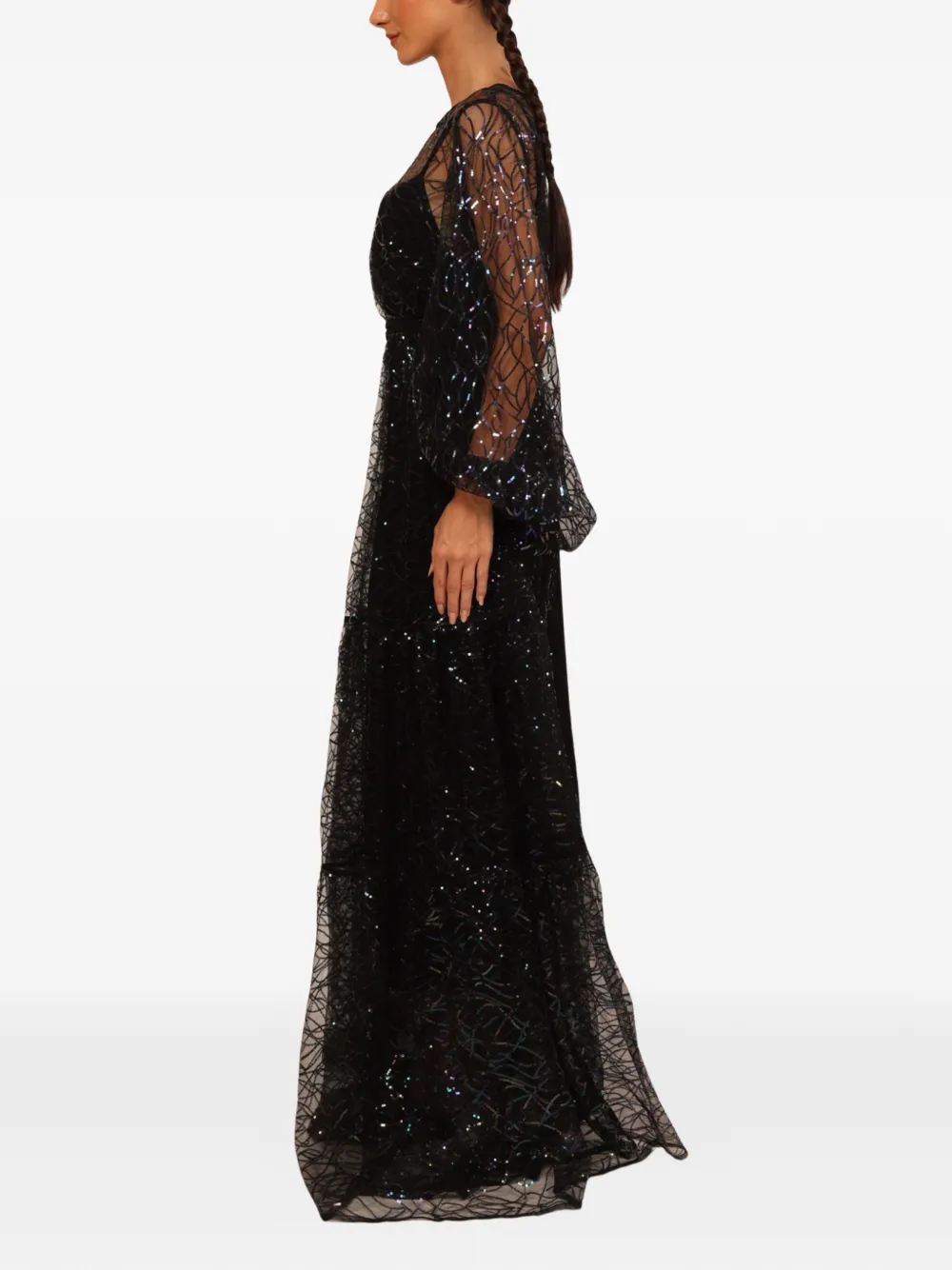 Baruni Jumana maxi-jurk met lange mouwen Zwart