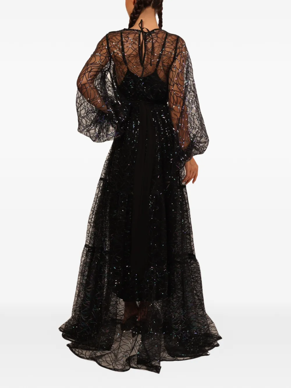 Baruni Jumana maxi-jurk met lange mouwen Zwart