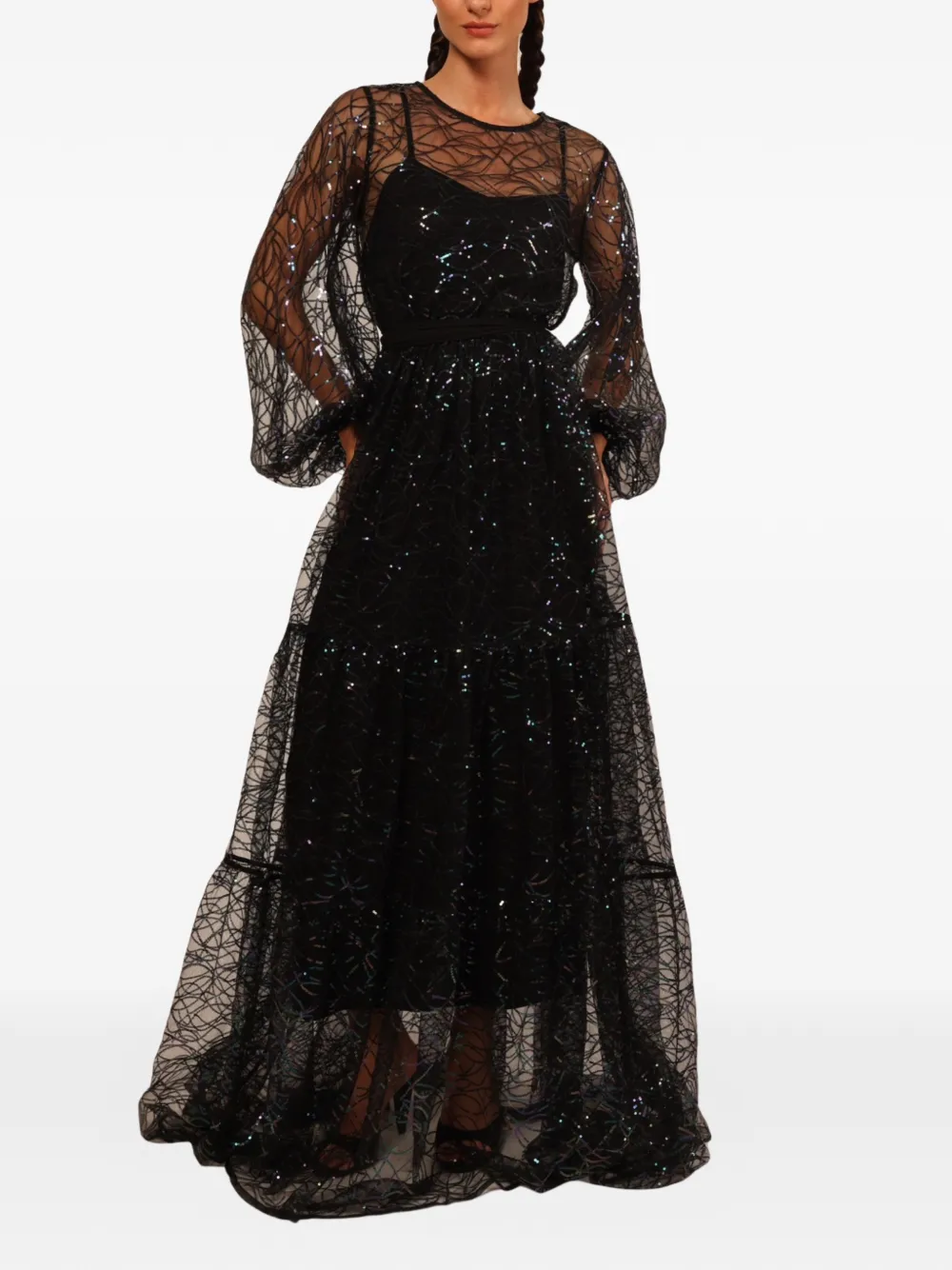 Baruni Jumana maxi-jurk met lange mouwen Zwart