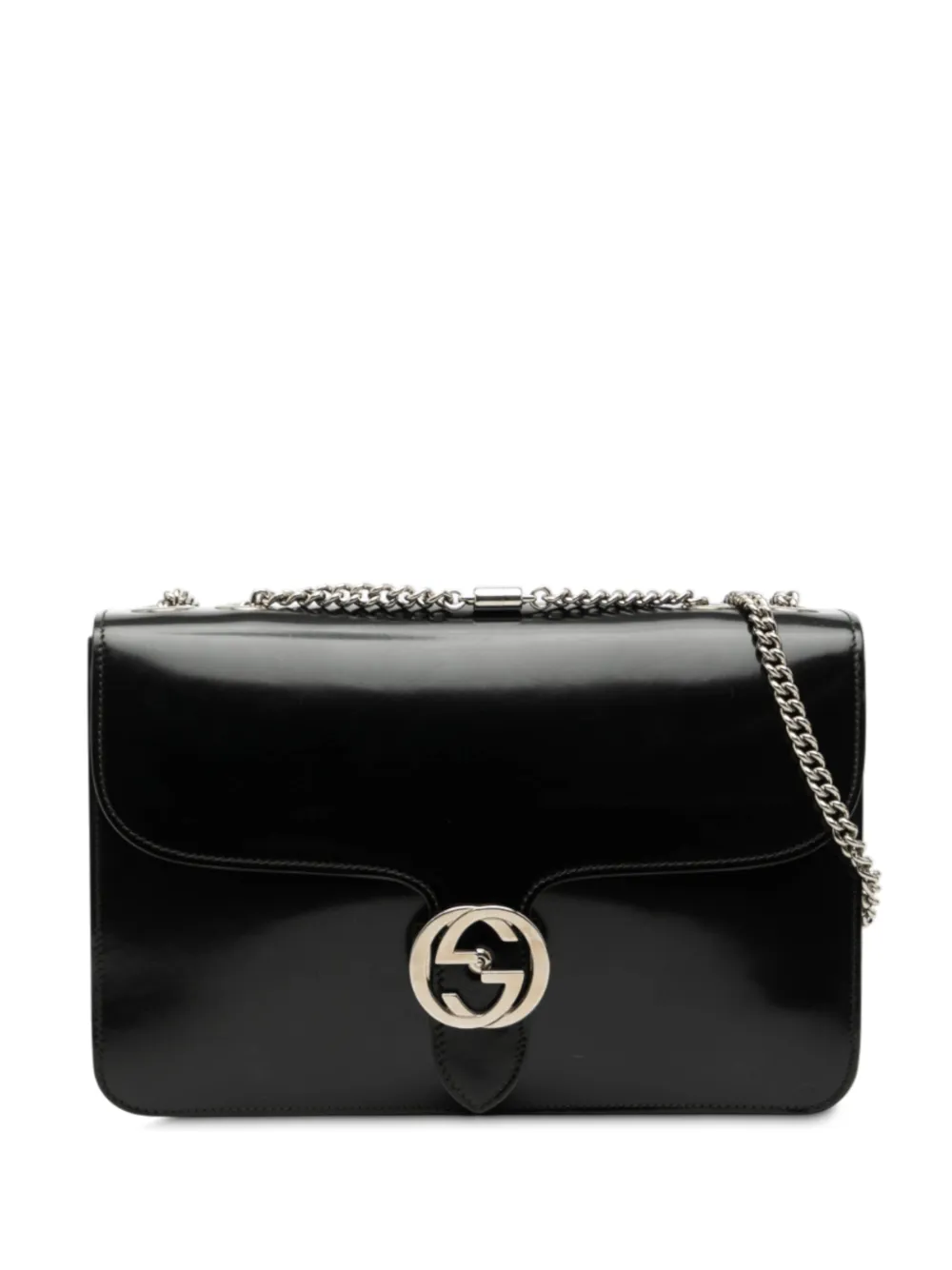 Gucci Pre-Owned 2000-2015 Medium Patent Dollar Interlocking G crossbody bag - Nero