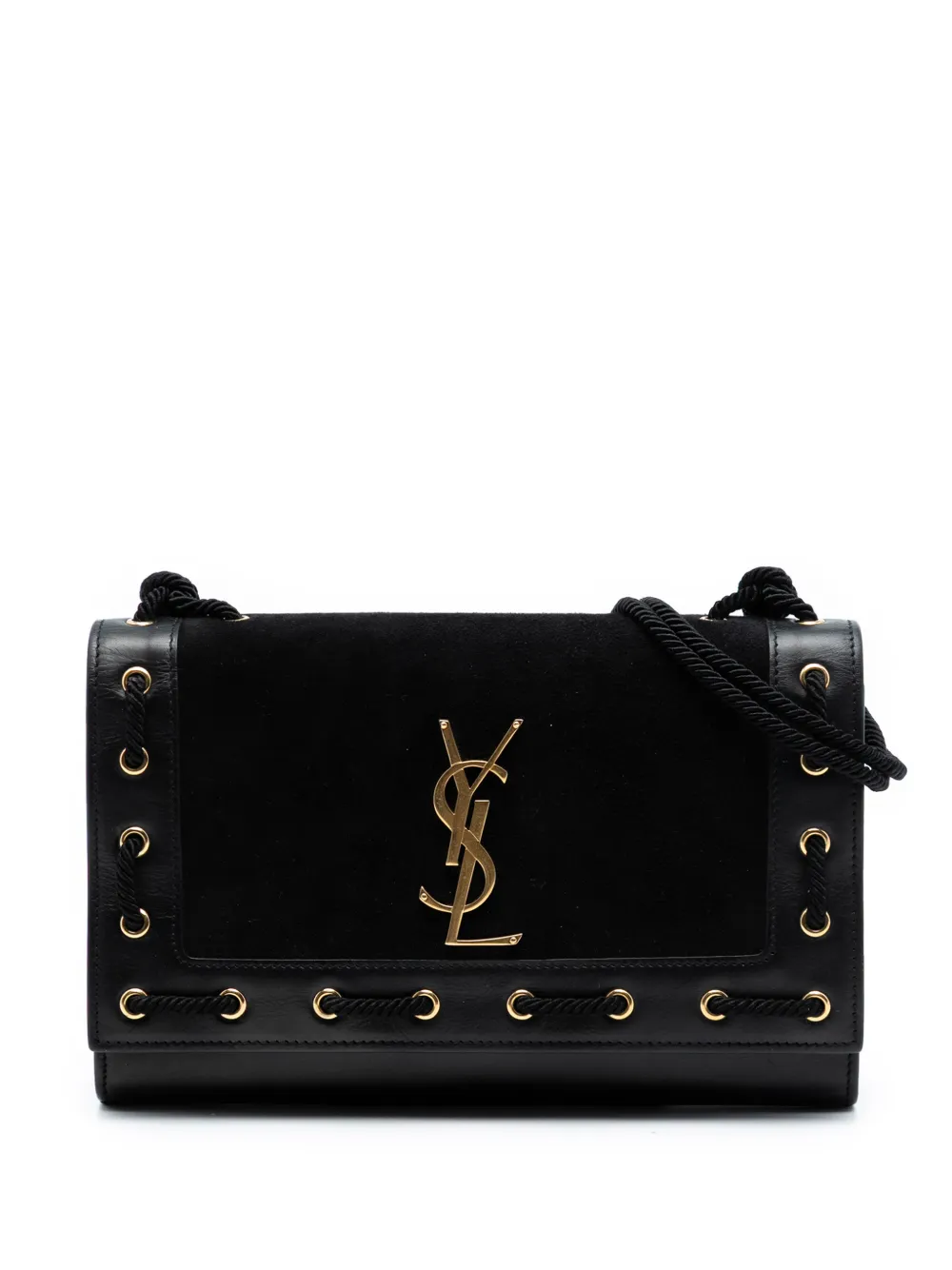 Saint Laurent Pre-Owned 2017 Medium Suede Rope Stitch Kate crossbody bag - Nero
