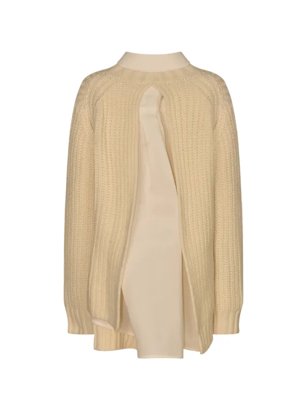 Sacai Collared Knitted Dress - Neutrals