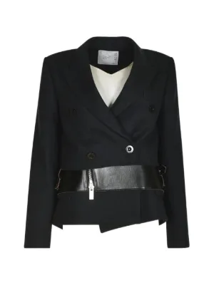Sacai ストライプ ダブルジャケット | ブラック | FARFETCH JP