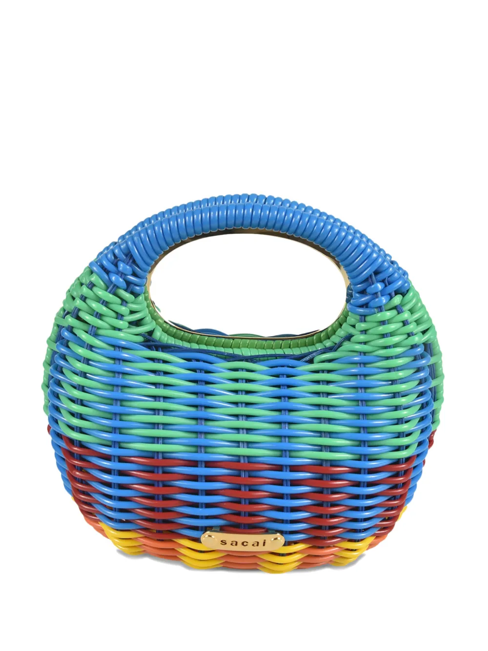 sacai striped handle shoulder bag - Blu