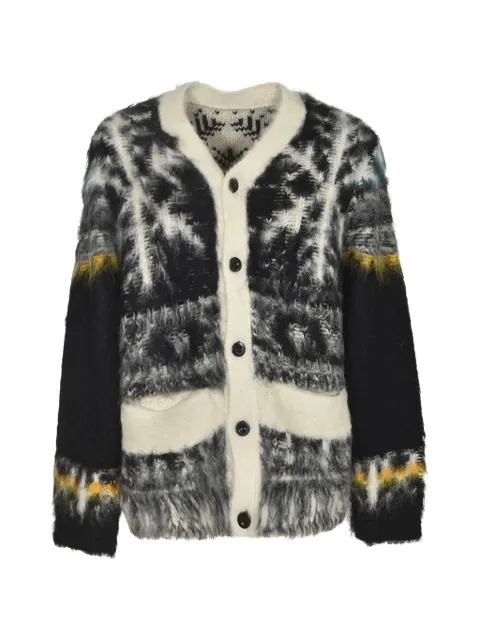 sacai patterned pocket cardigan