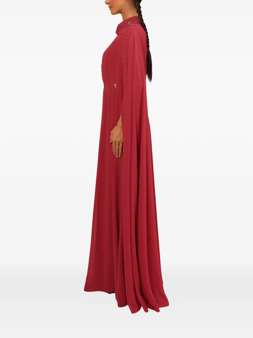 Baruni Yara verfraaide maxi-jurk met kraag Rood