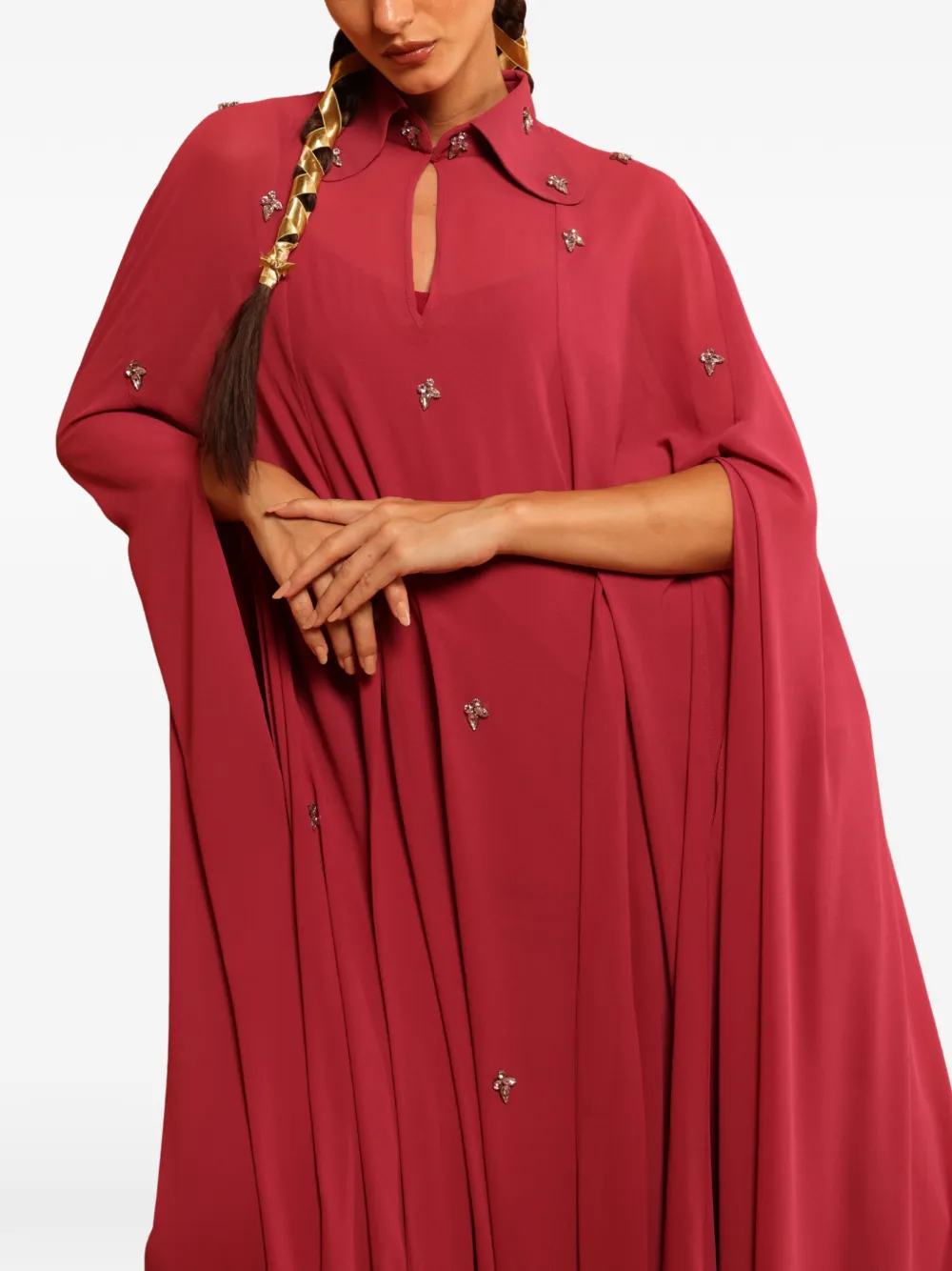 Baruni Yara verfraaide maxi-jurk met kraag Rood