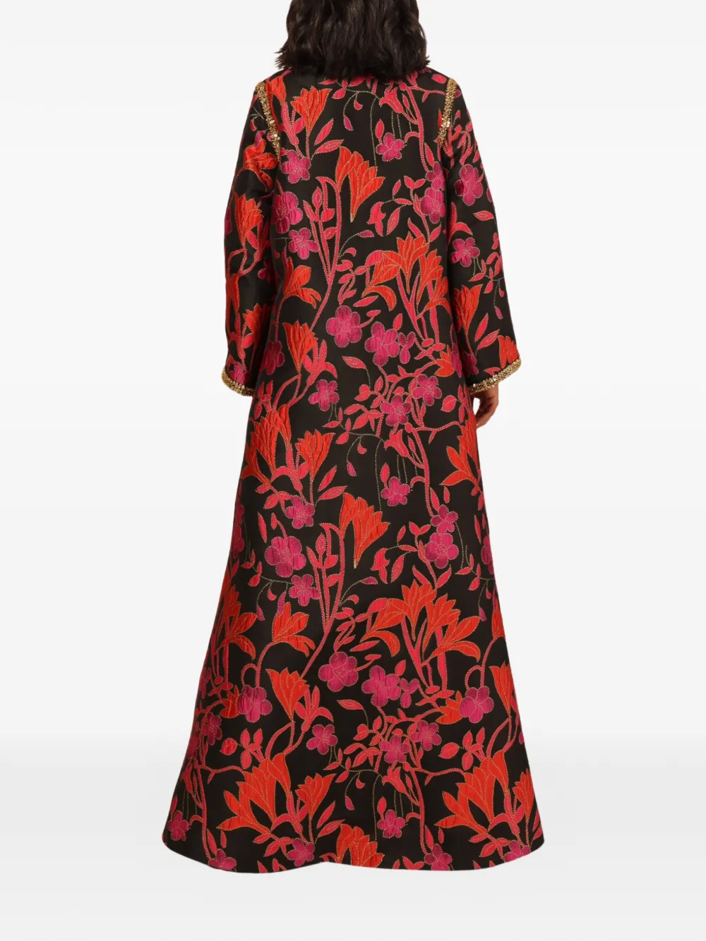  Baruni Aziza Abaya Floral Coat - Black 