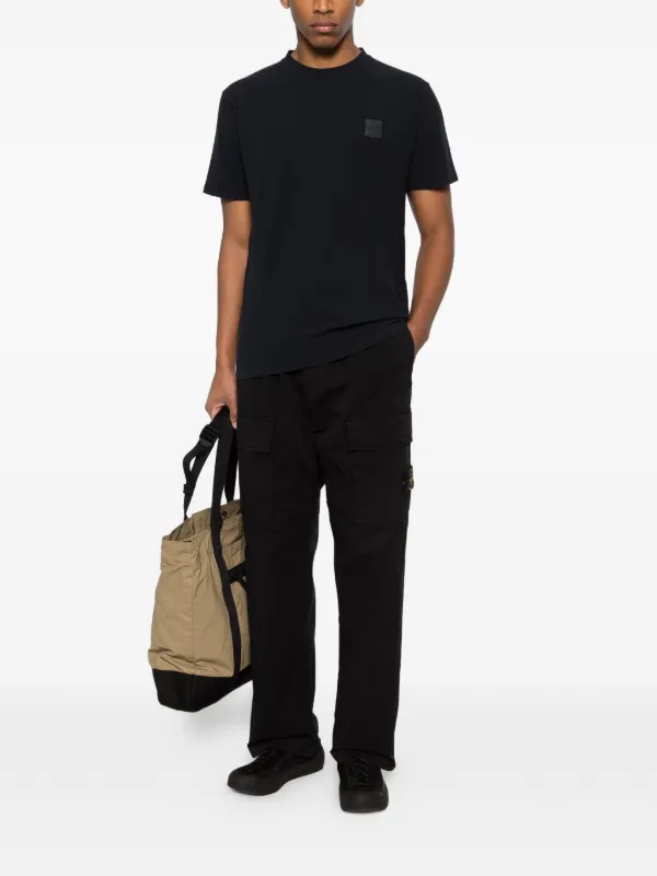 stone  カーゴパンツブラック黒ロゴパッチ Stone Island ロゴパッチ カーゴパンツ | ブラック | FARFETCH JP