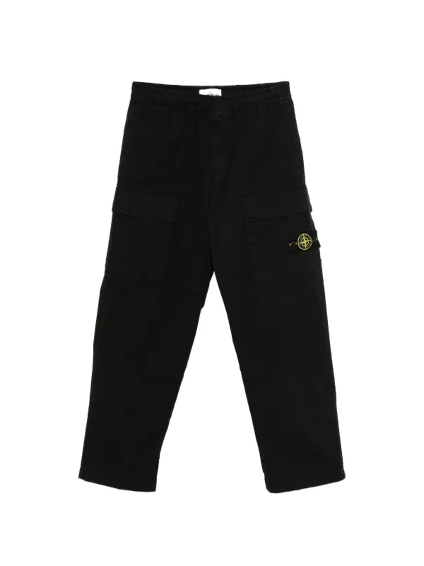 stone  カーゴパンツブラック黒ロゴパッチ Stone Island ロゴパッチ カーゴパンツ | ブラック | FARFETCH JP
