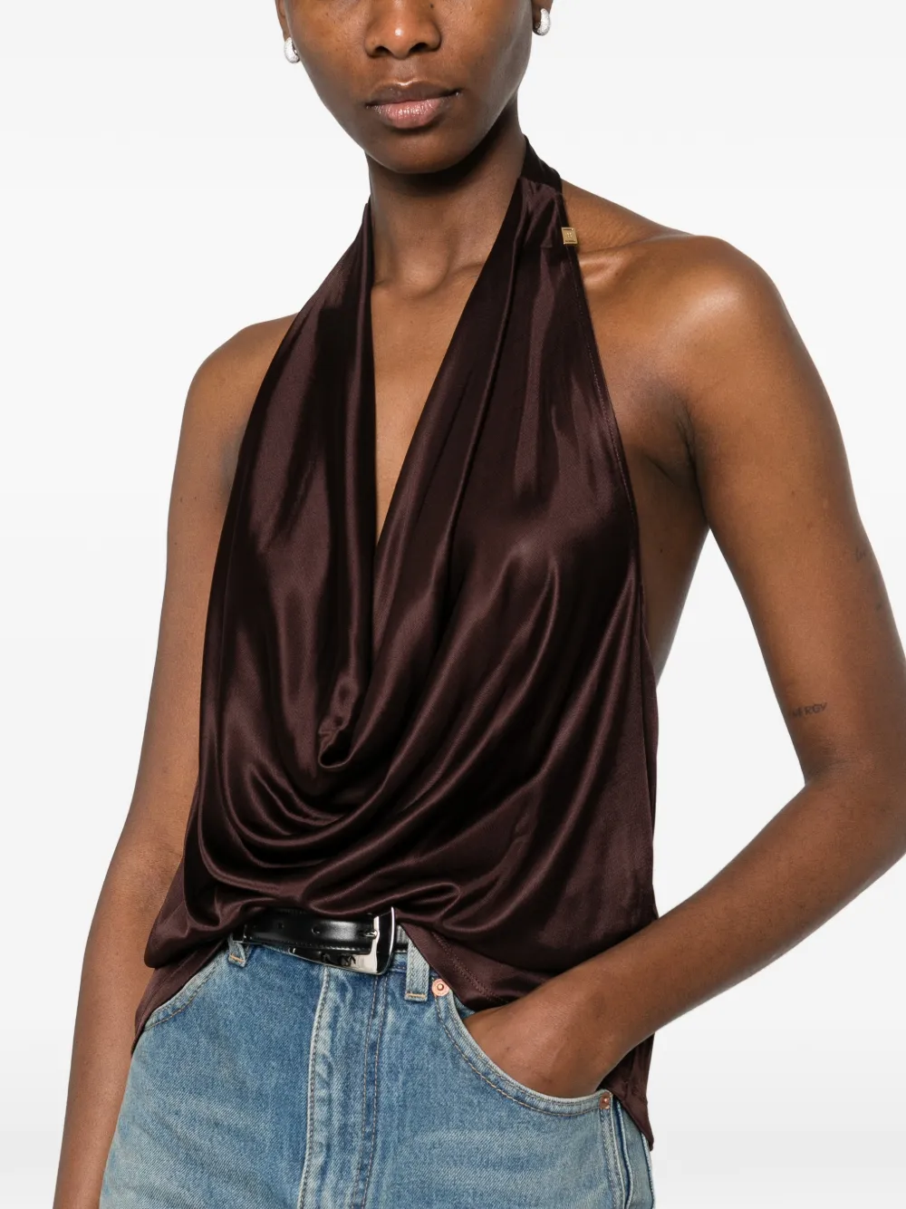 Elisabetta Franchi Top met halternek Bruin