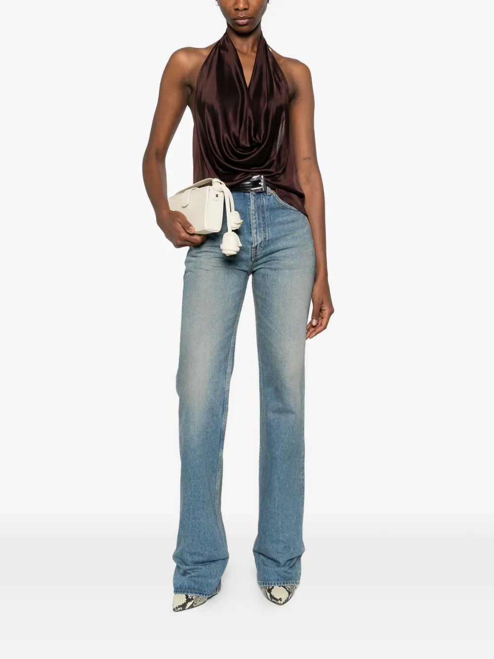 Elisabetta Franchi Top met halternek Bruin