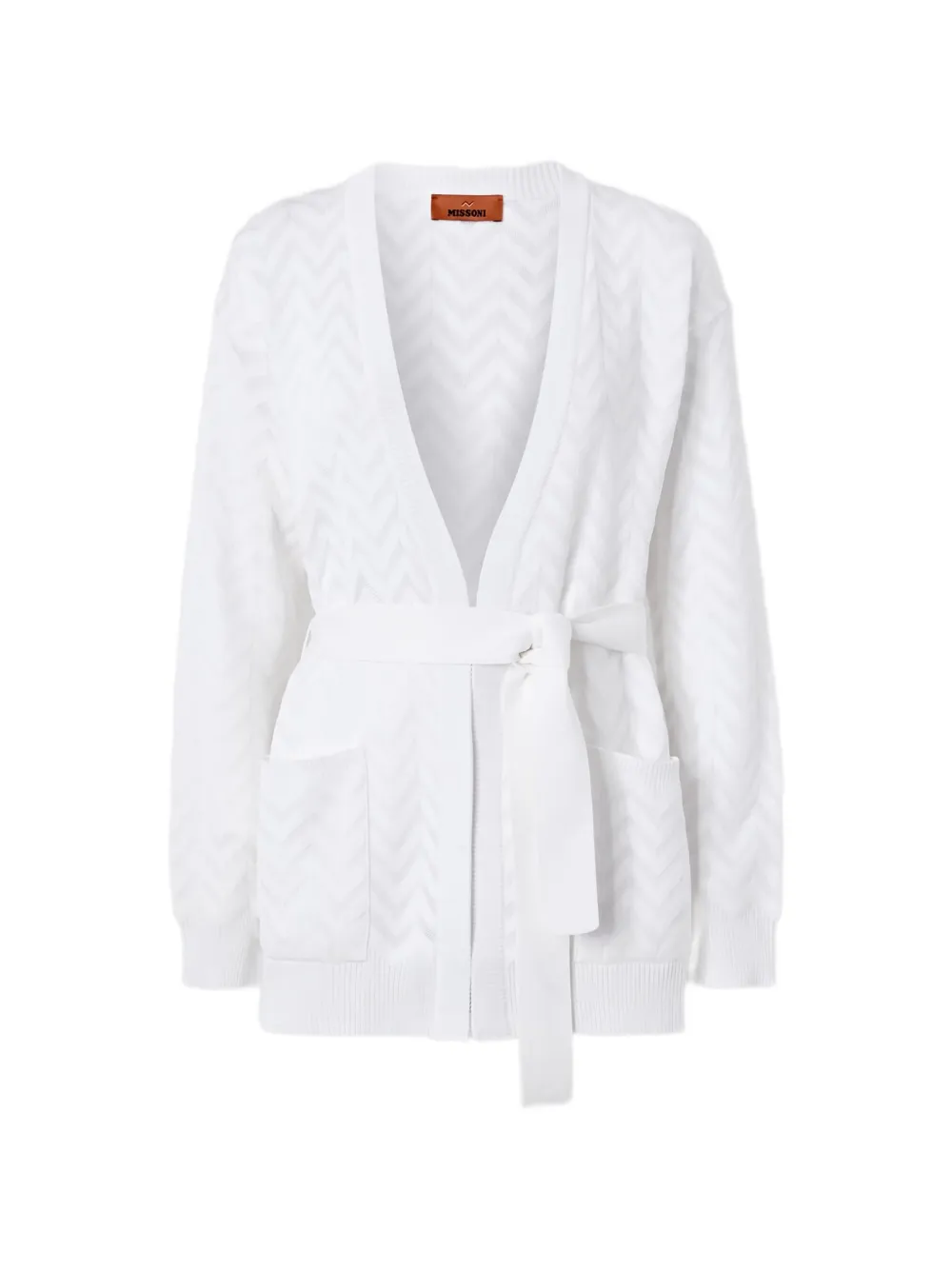 Missoni chevron belted knitwear - Bianco