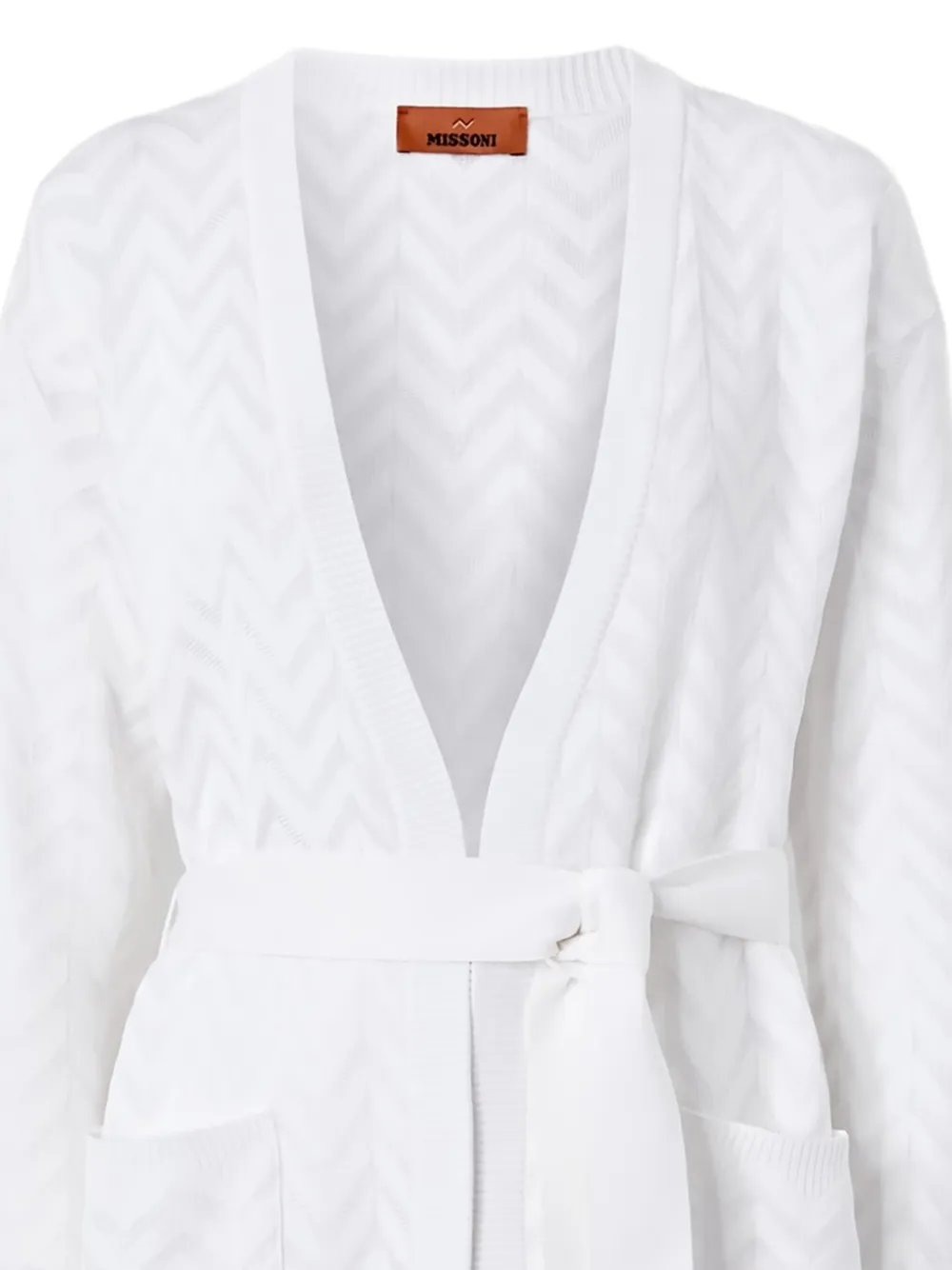  Missoni Pull Ceinturé à Chevrons - Blanc 