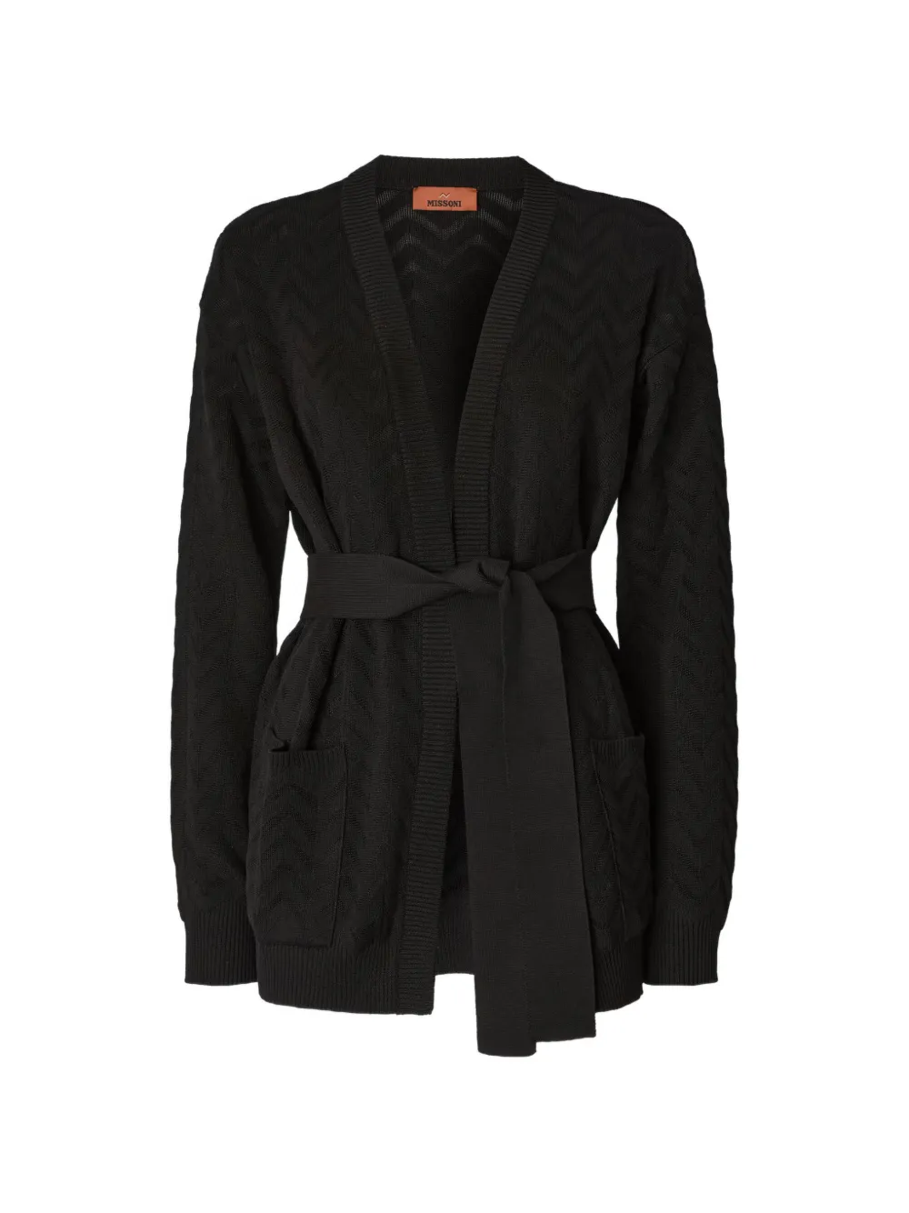 Missoni chevron belted cardigan - Nero