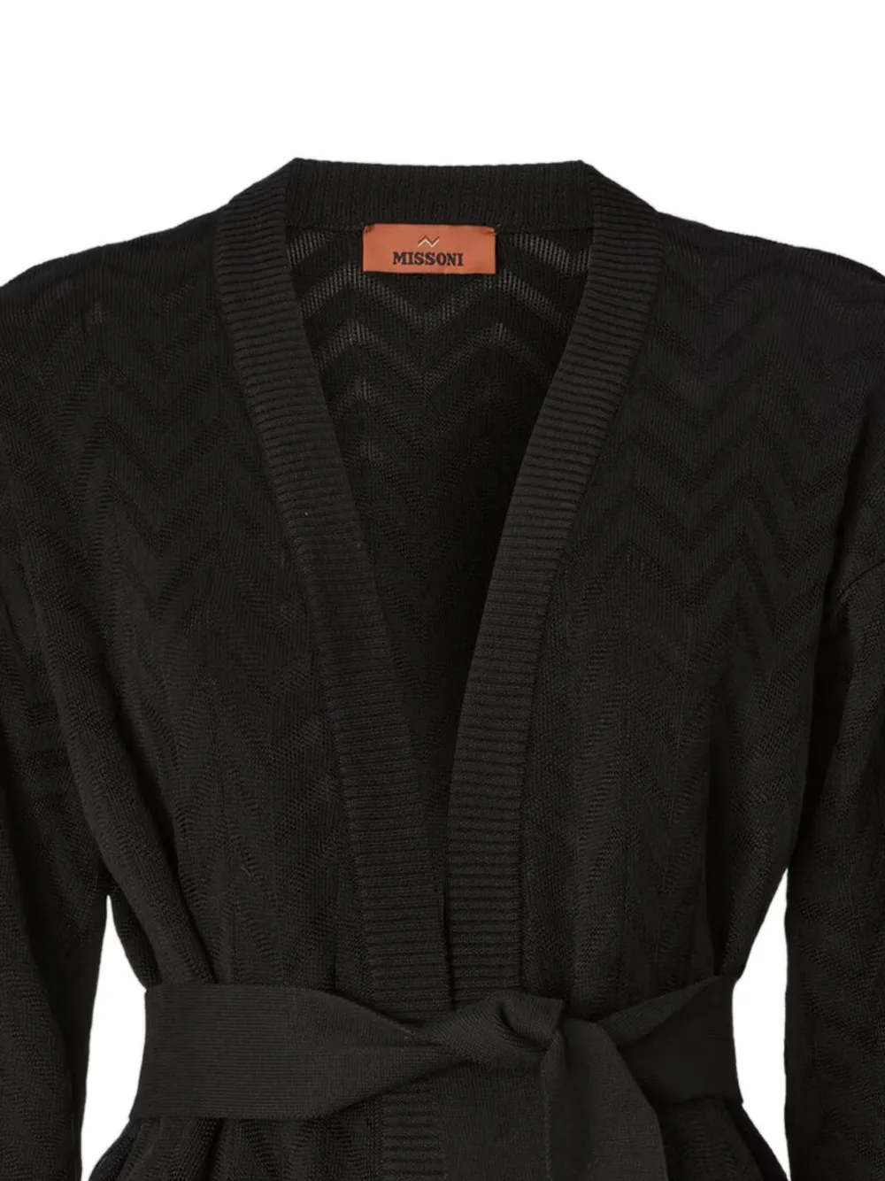  Missoni Chevron Belted Cardigan - Black 